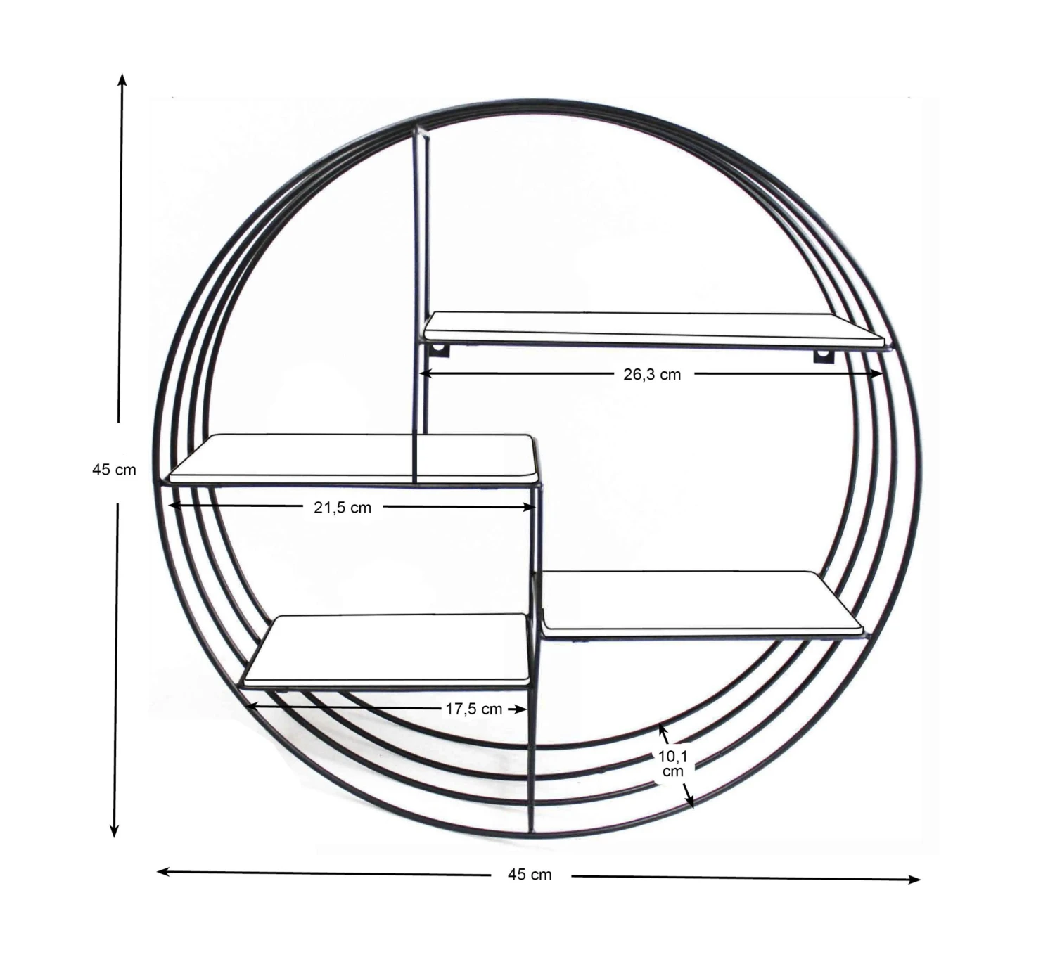 Wandrek Bas Ø45cm - Wit 3 Wandrek Bas Ø45cm - Wit - Afbeelding 3