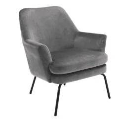 Fauteuil Sari Fluweel - Donkergrijs/zwart
