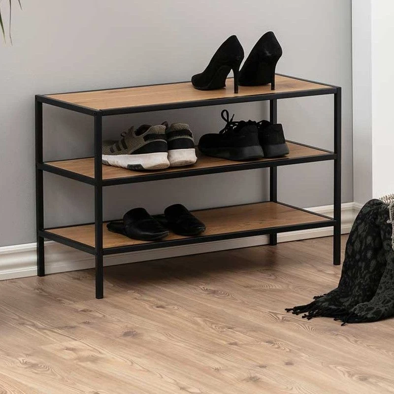 Schoenenrek Dover Met 2 Legplanken - Zwart/eik 1 Schoenenrek Dover Met 2 Legplanken - Zwart/eik