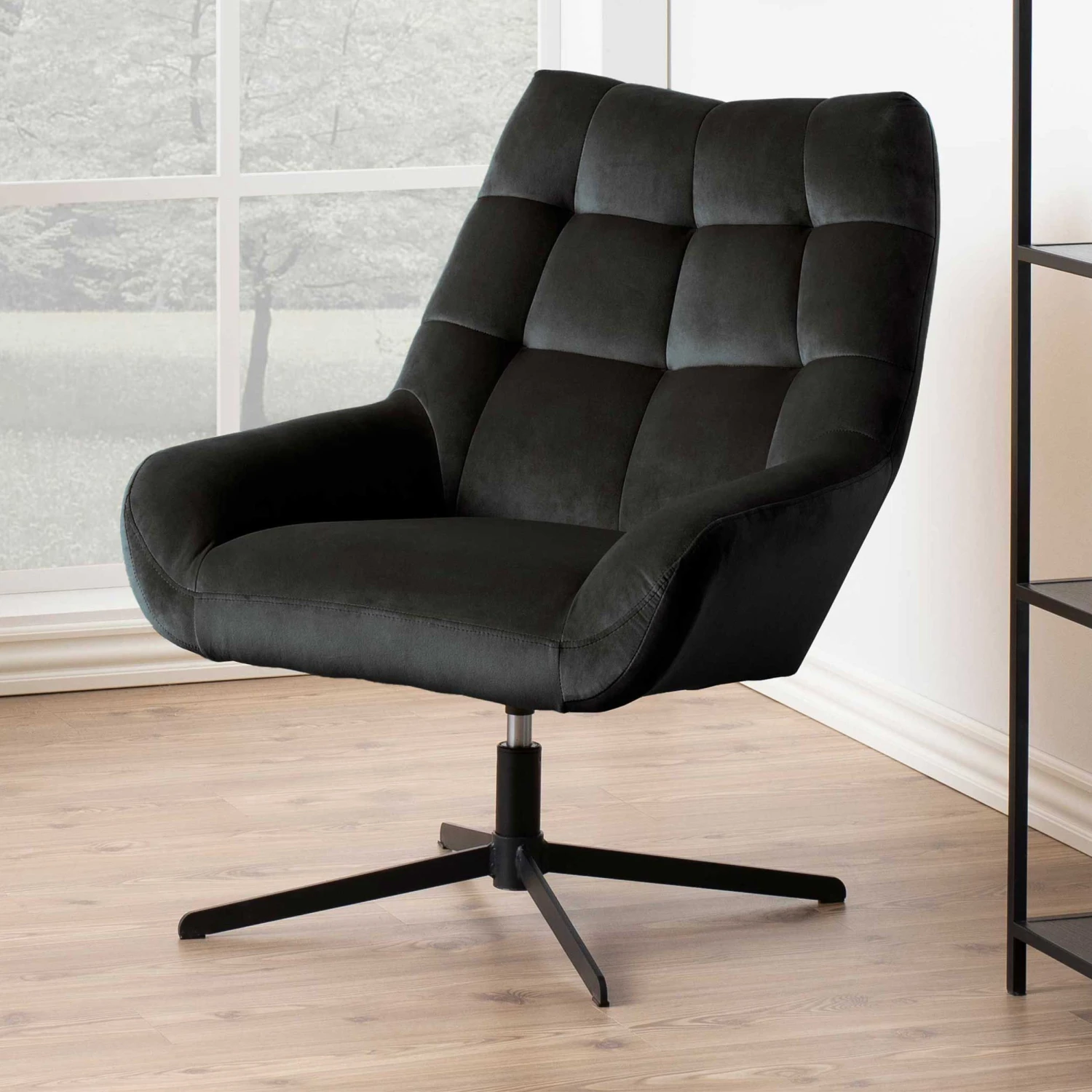 Draaifauteuil Madrid - Grijsbruin/zwart 1 Draaifauteuil Madrid - Grijsbruin/zwart