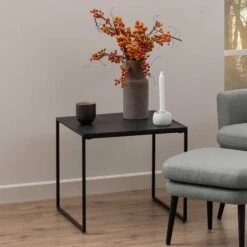 Bijzettafeltje Idris 50x50 - Marmer/zwart