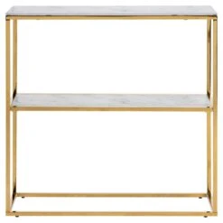 Sidetable Anika 80x26cm 1 Legplank - Wit Marmer/ Goud -Emob 095CED8E E7BE 4B41 8176 7E25790774D1 f9f9