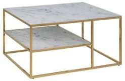 Salontafel Alisma 90x60cm 1 Legplank - Wit Marmer/ Goud -Emob 11C72084 519E 4EE0 B7E2 A8FA9F89898C 535a