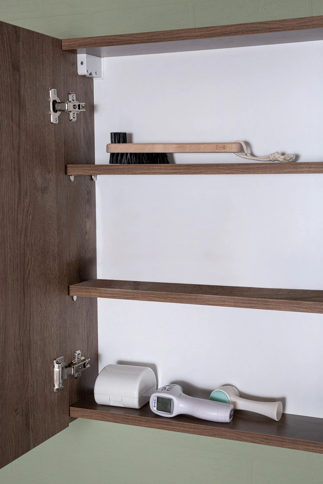 Jussara 3-delige Badkamermeubelset | MDF Met Melaminecoating | Keramische Wastafel | Wandbevestiging | Bruin 4 Jussara 3-delige Badkamermeubelset | MDF Met Melaminecoating | Keramische Wastafel | Wandbevestiging | Bruin - Afbeelding 4