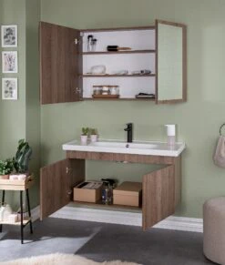 Jussara 3-delige Badkamermeubelset | Melamine MDF | Keramische Wastafel | Wandbevestiging -Emob 138JSR1106 20 203 4eea