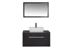 Jussara Badkamermeubelset | 3-delig | Melamine Coating | Keramische Wastafel | Chroomgrepen | Zwart -Emob 138JSR1115 20 206 c307