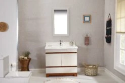 Jussara Badkamermeubelset | 2-delig | MDF Met Melaminecoating | Aanrechtblad Van Kwarts | Crèmekleur