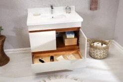 Jussara Badkamermeubelset | 2-delig | MDF Met Melaminecoating | Aanrechtblad Van Kwarts | Crèmekleur -Emob 138JSR1125 20 202 03ec