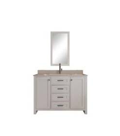 Jussara 2-delige Badkamermeubelset | Massief Hout | Kwartsblad Wit | Lade Van Marinehout | Flotal Spiegel -Emob 138JSR1141 20 207 858e