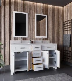 Jussara Badkamermeubelset - Aanrechtblad Wit Kwarts - Flotal Spiegel -Emob 138JSR1142 20 202 89c5