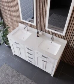 Jussara Badkamermeubelset - Aanrechtblad Wit Kwarts - Flotal Spiegel -Emob 138JSR1142 20 203 c2de