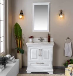 Jussara Badkamermeubelset | Aanrechtblad Van Kwarts | Handgrepen In Brons