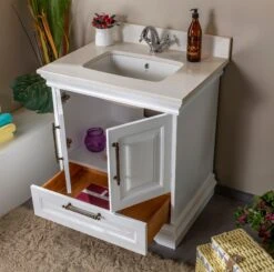 Jussara Badkamermeubelset | Aanrechtblad Van Kwarts | Handgrepen In Brons -Emob 138JSR1159 20 205 6826