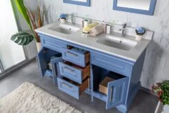 Jussara Badkamermeubelset (3-delig) | 100% Gelakt MDF | Aanrechtblad Wit Kwarts -Emob 138JSR1170 20 204 5b20