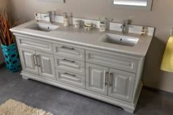 Jussara Badkamermeubelset | 3PC | Grijs | Aanrechtblad Van Kwarts, Lade Van Marien Hout | 100% Gelakt MDF -Emob 138JSR1178 20 203 15e8