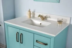 Jussara Badkamermeubelset - Turquoise | 2-delig, MDF Met Gelaagd Hout, Kwarts Aanrechtblad En Porseleinen Wastafel -Emob 138JSR1188 20 205 7da1