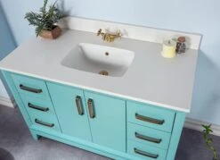 Badkamermeubelset Jussara | Inclusief Spiegel | Porseleinen Wastafel | Turquoise -Emob 138JSR1190 4 a6aa