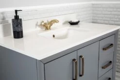 Jussara Badkamermeubelset | 2-delig | 100% Massief Hout | Kwartsblad Wit | Donkergrijs -Emob 138JSR1196 20 204 40b9