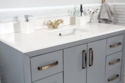 Jussara Badkamermeubelset (2-delig) | MDF GEKWARKT | Aanrechtblad Wit Kwarts -Emob 138JSR1197 20 205 238e