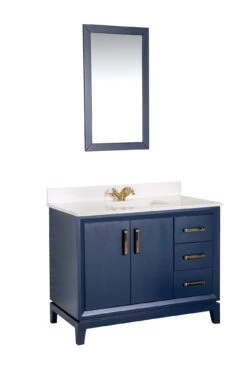 Jussara Badkamermeubelset | 2-delig | 100% Massief Hout | Aanrechtblad Van Kwarts | Donkerblauw -Emob 138JSR1204 20 207 172b