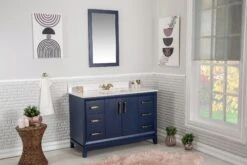 Jussara Badkamermeubelset | 2 Delig | 100% Massief Hout | Kwarts Werkblad | Donkerblauw