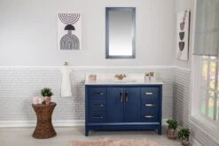 Jussara Badkamermeubelset | 2 Delig | 100% Massief Hout | Kwarts Werkblad | Donkerblauw -Emob 138JSR1205 20 202 7085