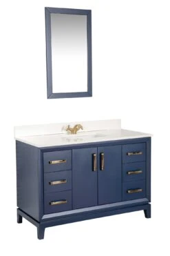 Jussara Badkamermeubelset | 2 Delig | 100% Massief Hout | Kwarts Werkblad | Donkerblauw -Emob 138JSR1205 20 207 6373