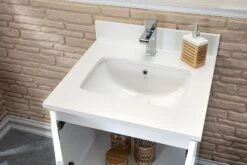 Jussara Badkamermeubelset | 2-delig Gelakt MDF | Aanrechtblad Wit Kwarts -Emob 138JSR1208 20 204 47c9