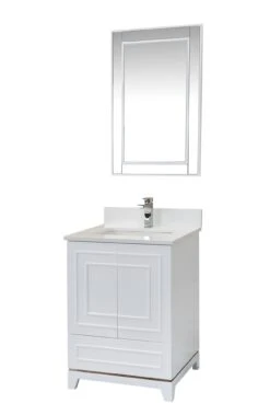 Jussara Badkamermeubelset | 2-delig Gelakt MDF | Aanrechtblad Wit Kwarts -Emob 138JSR1208 20 207 3508