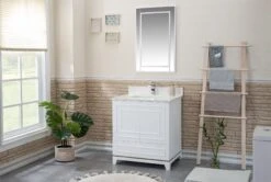 Jussara Badkamermeubelset | 2-delig | 100% Gelakt MDF | Aanrechtblad Van Wit Kwarts | Lade Van Marien Hout | Flotal Spiegel -Emob 138JSR1209 20 202 d857