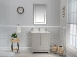 Jussara Badkamermeubelset Met Kwarts Werkblad En Grijze Afwerking