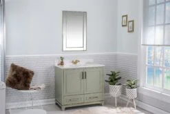 Jussara Badkamermeubelset (2 Stuks) | 100% Gelakt MDF | Aanrechtblad Van Kwarts | Groen -Emob 138JSR1238 20 202 6440