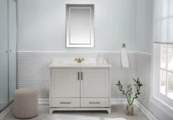 Jussara 2-delige Badkamermeubelset | 100% Gelakt MDF | Aanrechtblad Van Wit Kwarts | Grijze Kleur