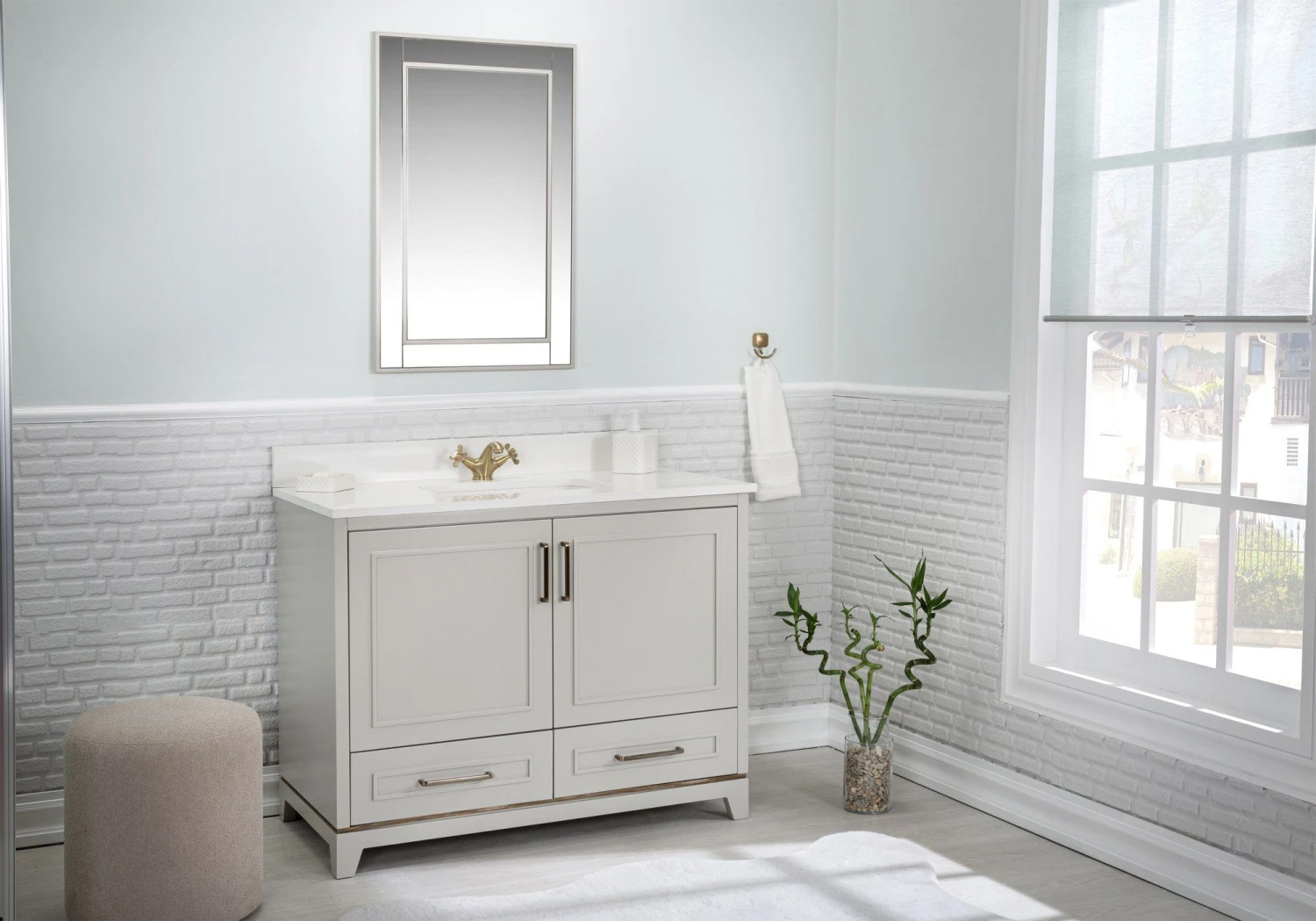 Jussara 2-delige Badkamermeubelset | 100% Gelakt MDF | Aanrechtblad Van Wit Kwarts | Grijze Kleur 6 Jussara 2-delige Badkamermeubelset | 100% Gelakt MDF | Aanrechtblad Van Wit Kwarts | Grijze Kleur - Afbeelding 6