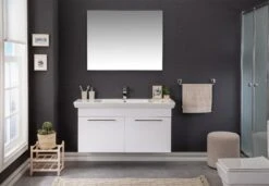 Jussara 3-delige Badkamermeubelset | 100% MDF Met Melaminecoating | Keramische Wastafel | Chroomgrepen | Wit