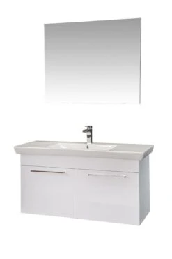 Jussara 3-delige Badkamermeubelset | 100% MDF Met Melaminecoating | Keramische Wastafel | Chroomgrepen | Wit -Emob 138JSR1258 20 207 12ea