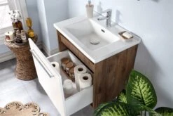 Jussara 3-delige Badkamermeubelset | 100% MDF | Keramische Wastafel | Chromen Handgrepen -Emob 138JSR1260 20 203 aeb3