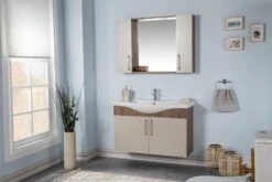 Jussara Badkamermeubelset | 3-delig Tan Bruin | Massief Hout | Keramische Wastafel