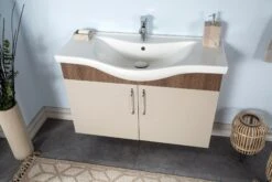 Jussara Badkamermeubelset | 3-delig Tan Bruin | Massief Hout | Keramische Wastafel -Emob 138JSR1274 20 203 8140