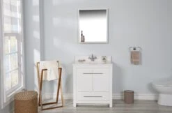 Jussara Badkamermeubelset | 100% Gelakt MDF | Aanrechtblad Van Wit Kwarts | 2-delige Set