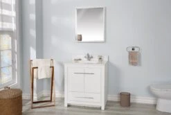 Jussara Badkamermeubelset | 100% Gelakt MDF | Aanrechtblad Van Wit Kwarts | 2-delige Set -Emob 138JSR1276 20 202 05e1