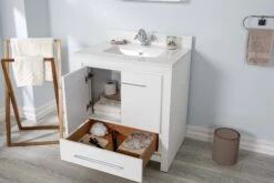 Jussara Badkamermeubelset | 100% Gelakt MDF | Aanrechtblad Van Wit Kwarts | 2-delige Set -Emob 138JSR1276 20 203 fa4b