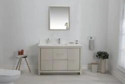 Jussara Badkamermeubelset: 2-delig | Massief Hout | Aanrechtblad Van Kwarts | Beige