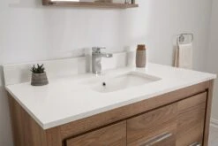 Jussara Badkamermeubelset (2pc) | 100% Hout, Kwarts Werkblad, Walnoot Wit -Emob 138JSR1292 20 207 8612