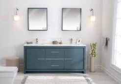 3-Delige Jussara Badkamermeubelset | 100% Hout En Kwarts | Blauwe Kleur