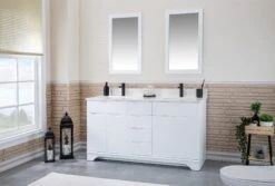 Jussara Badkamermeubelset - 3-delig | 100% Massief Hout | Kwarts Werkblad | Witte Kleur -Emob 138JSR1316 20 202 77ca