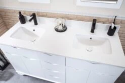 Jussara Badkamermeubelset - 3-delig | 100% Massief Hout | Kwarts Werkblad | Witte Kleur -Emob 138JSR1316 20 204 78dd