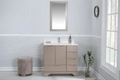 Jussara Badkamermeubelset: 2-delig | Cappuccino | 100% Massief Hout En Kwarts