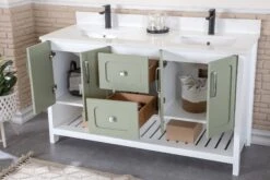 Jussara 3-delige Badkamermeubelset | Groen | 100% Massief Hout En Kwarts -Emob 138JSR1337 20 203 0297