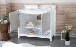 Jussara 2-delige Badkamermeubelset | 100% MDF | Aanrechtblad Van Kwarts | Grijs -Emob 138JSR1342 20 203 96f3